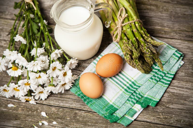 Milk and Flowers on a Wooden Background Stock Photo Image of dairy