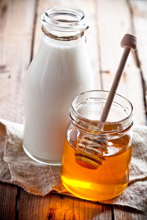 Honey and milk stock photo. Image of organic, gold, milk 4596676