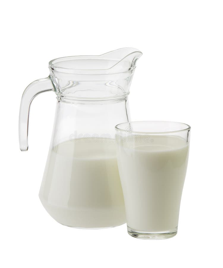Milk in a jug and glass isolated on white backgrou