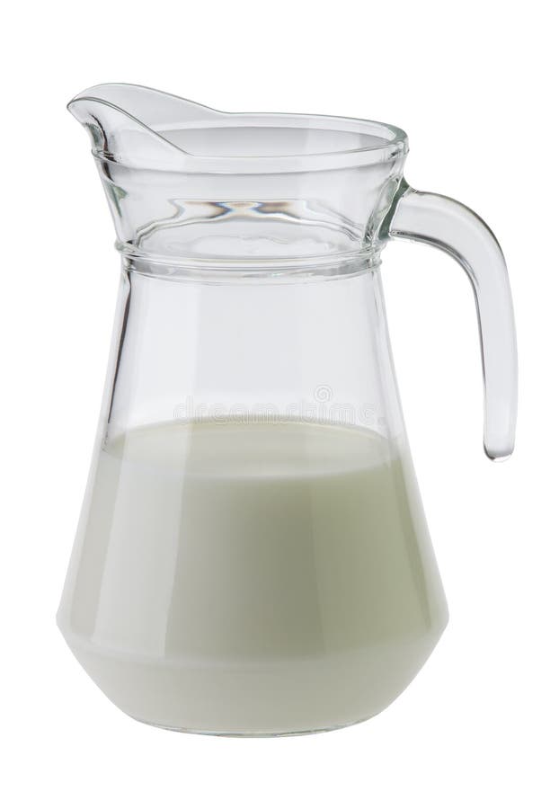 Milk in a Jug and Glass Isolated on White Background Stock Photo
