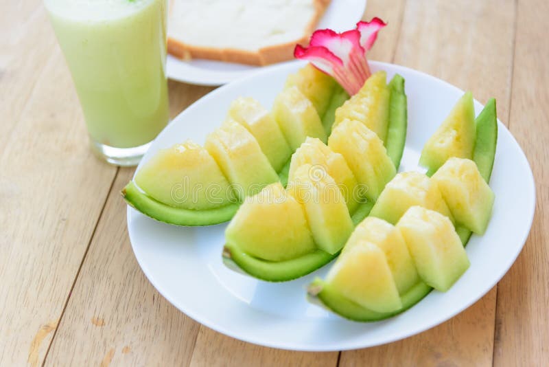 Milk Melon Smoothie in Glass Stock Image Image of melon, mint 238601535