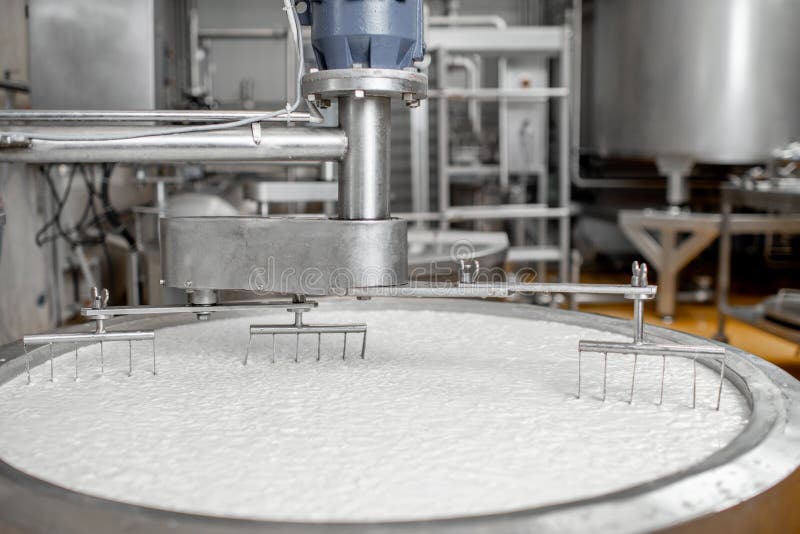 Milk Mixing at the Cheese Manufacturing Stock Photo Image of industry
