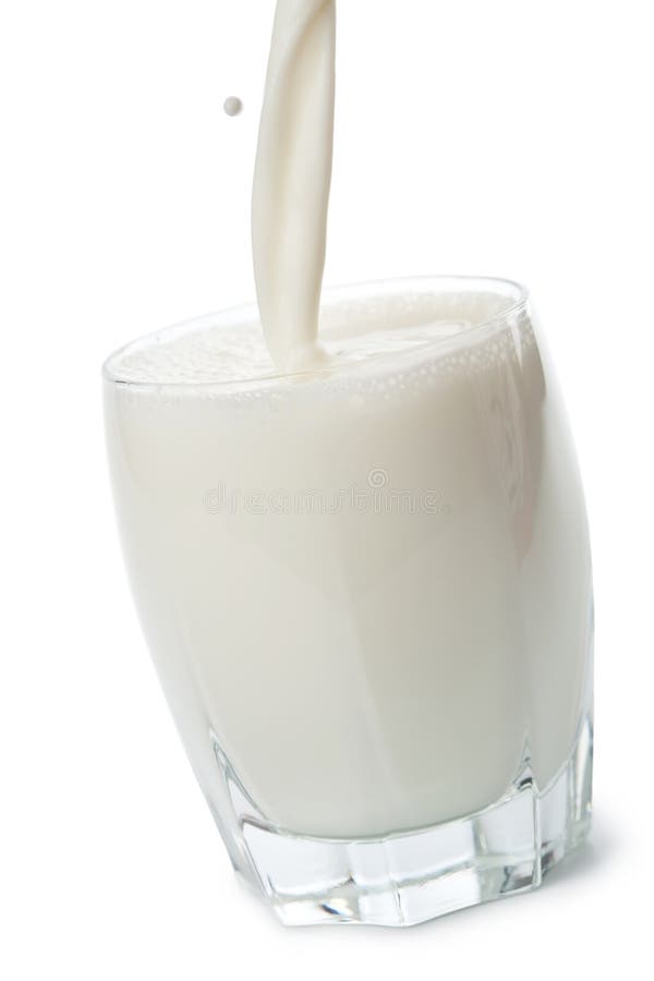 Milk pouring into glass isolated