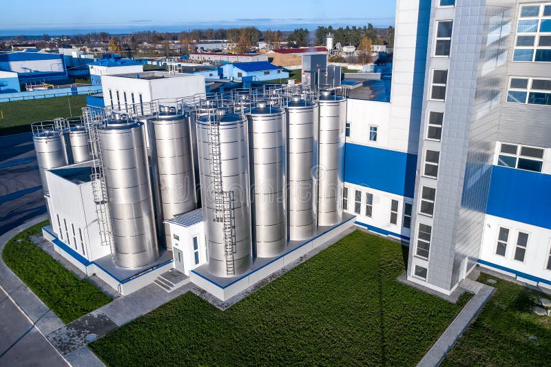 The milk processing plant the facade of the building top view royalty free stock photography