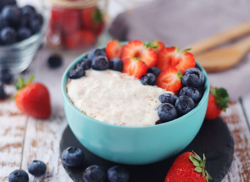 Milk Rice with Berries Ready for Breakfast Stock Image Image of fruit