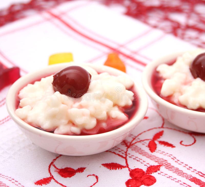 Milk rice with cherries stock image. Image of milkrice 37198037