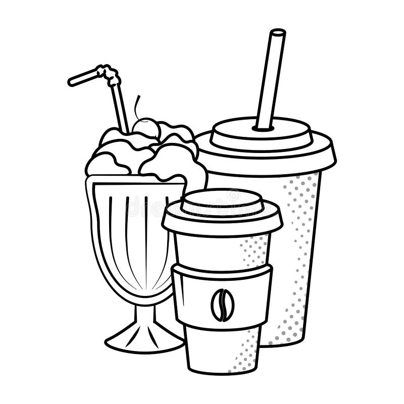 Milk shake and ice cream black and white • wall stickers black-and-white,  natural, glacé