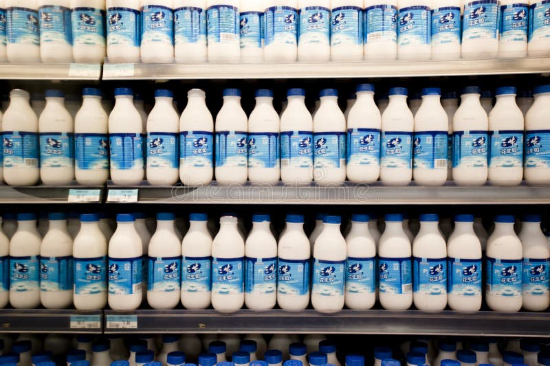 Milk shelf at Walmart editorial photography. Image of walmart 17901572