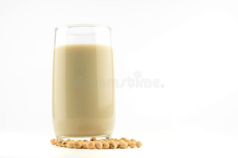 Soy Milk with Soy Beans on White Background,healthy Concept. Benefits of Soy Stock Photo Image