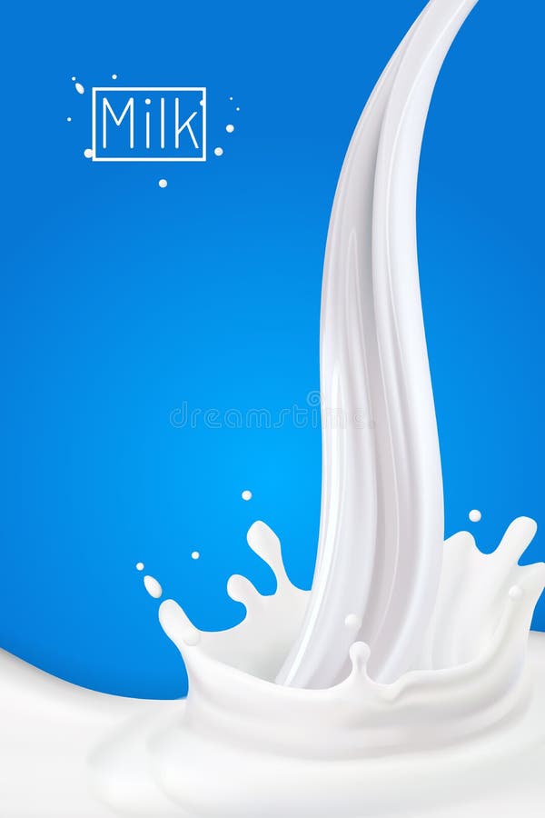 Milk Splash  Realistic Milk Drop with Splashes Isolated on Blue  Background Stock Vector - Illustration of milk, fluid: 177755679