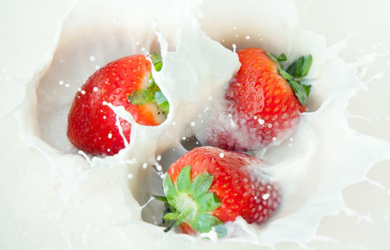 Milk with strawberry stock photo