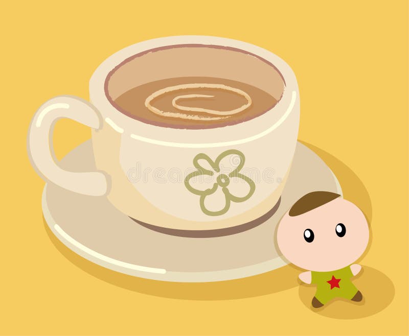 Milk tea stock illustration. Illustration of times, cartoon - 15586454