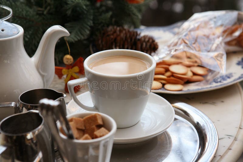 Milk tea and biscuits stock photo. Image of teapot, waiting 86179008