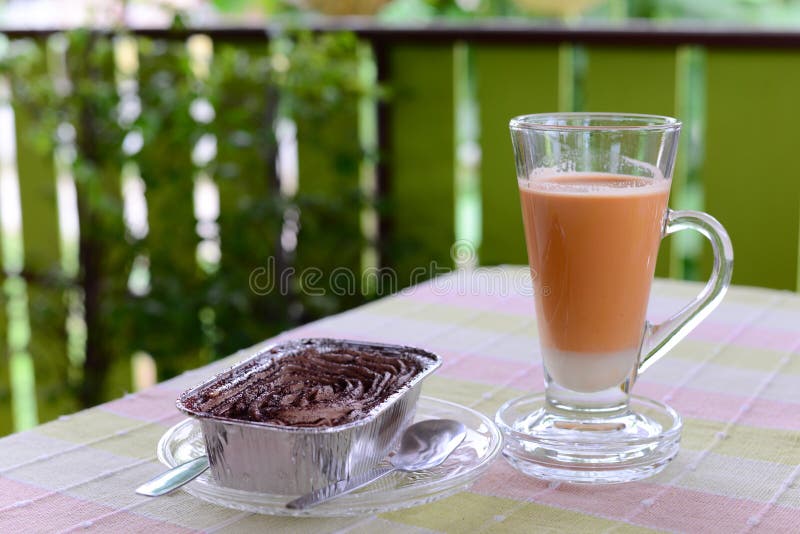 Milk tea and cake stock image. Image of teapot, 43387045