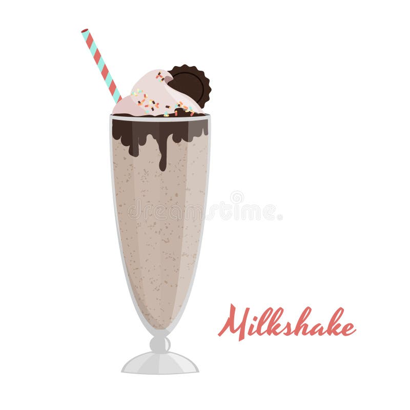 Milkshake Chocolate Vector Illustration. Sweet Dessert Realistic Image