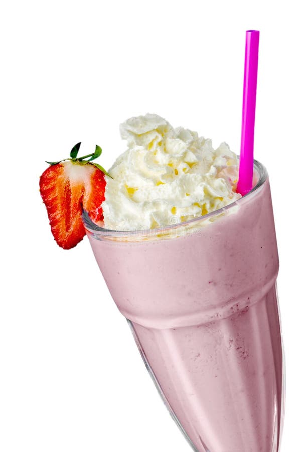 Milkshake de fraise avec la crème fouettée image libre de droits Milkshake de fraise avec la crème fouettée image libre de droits