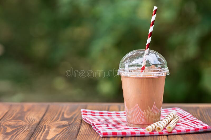 Milkshake in Disposable Plastic Cup Stock Image Image of sweet