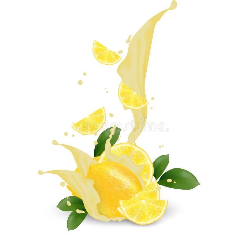 Milkshake réaliste de jus de cocktail 3d chaux, fruit de citron avec le fa illustration de vecteur Milkshake réaliste de jus de cocktail 3d chaux, fruit de citron avec le fa illustration de vecteur