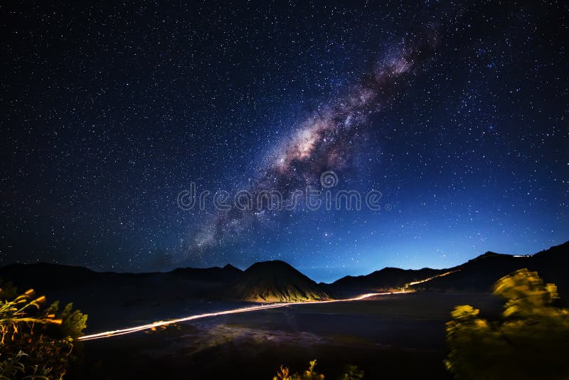 Milky way across Mt.Bromo,East Java,Indonesia royalty free stock image Milky way across Mt.Bromo,East Java,Indonesia royalty free stock image