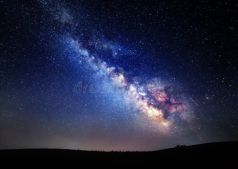 Milky Way. Beautiful summer night sky with stars in Crimea