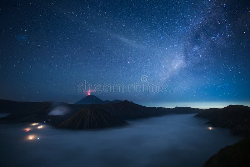 Milky way over Bromo National Park, Java