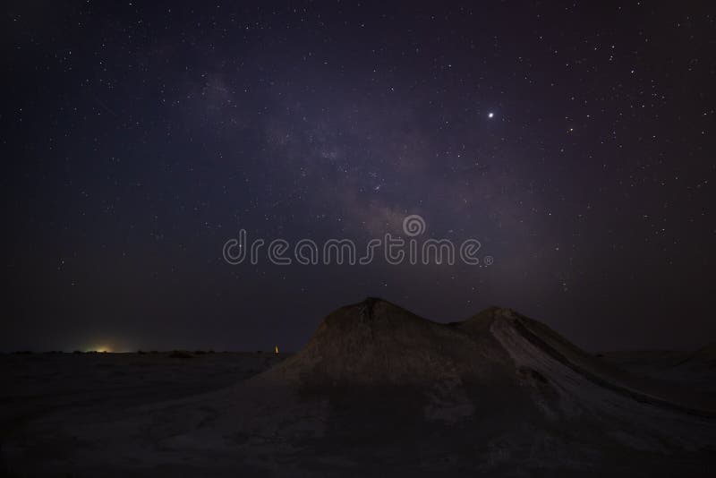 Milky Way over mud volcanoes royalty free stock photography Milky Way over mud volcanoes royalty free stock photography