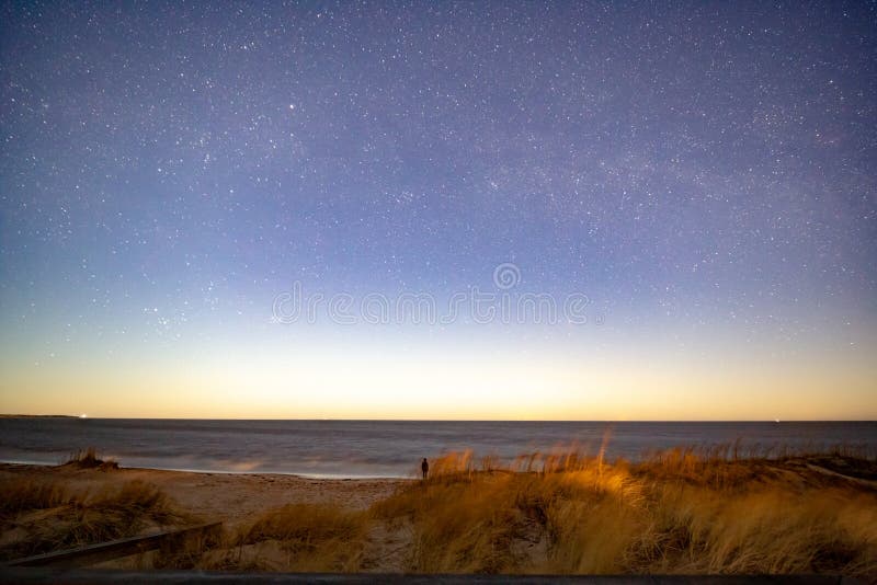 Milky Way Over Sea at Night at Beach Stock Photo - Image of scene, camp ...
