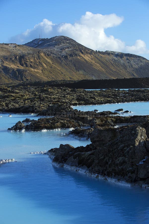 Milky White and Blue Water of the Geothermal Bath Blue Lagoon Stock
