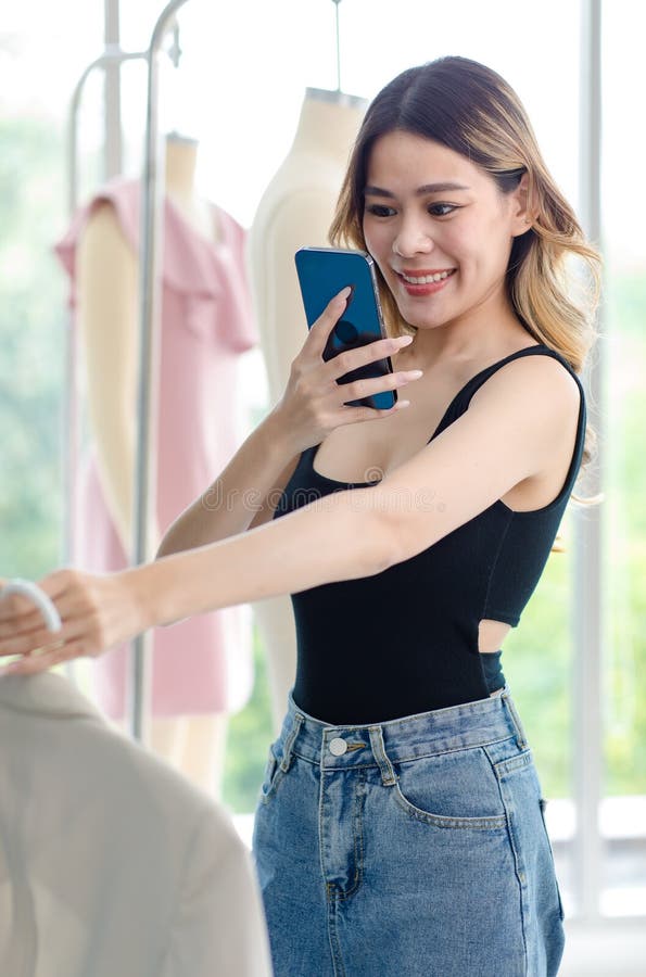 Millennial Asian Young Beautiful Female Customer in Casual Tank