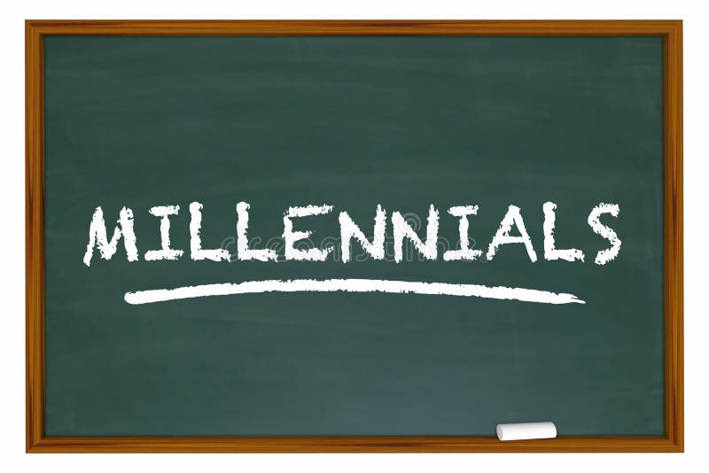 Millennials utveckling Y Demo Group Chalk Board Word royaltyfri illustrationer