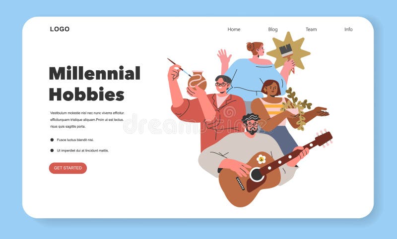 Millenniehobbies. illustration av flata vektorer royaltyfri illustrationer