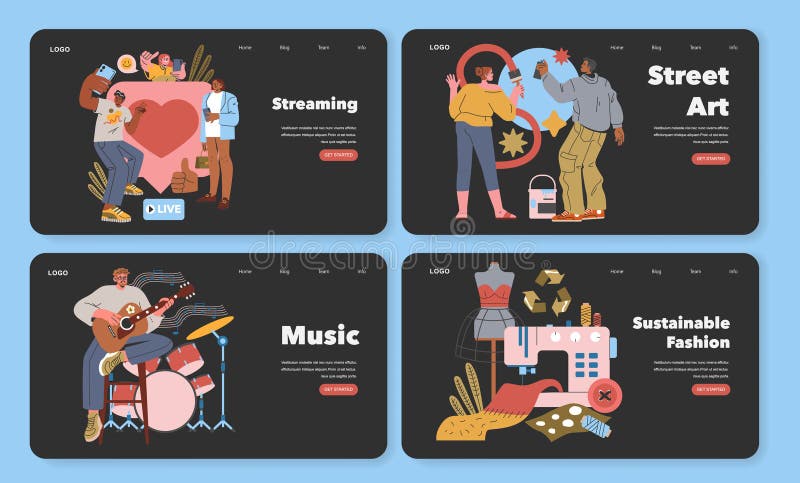 Millenniehobbies. illustration av flata vektorer stock illustrationer