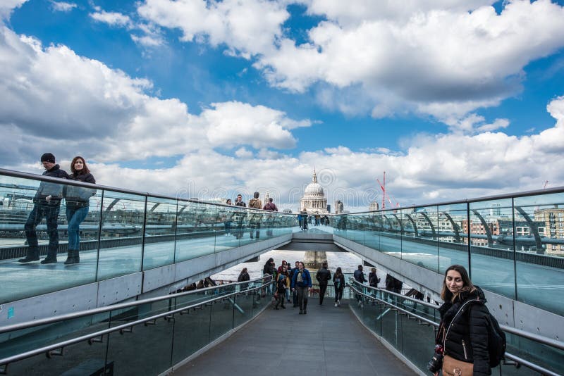 Millennium Bridge with St, Paul`s cathedral in London royalty free stock image Millennium Bridge with St, Paul`s cathedral in London royalty free stock image
