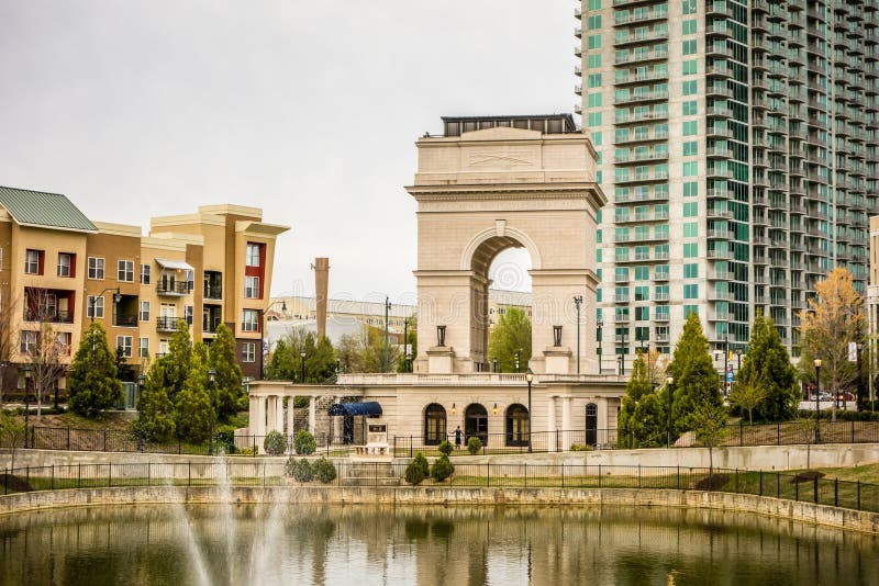 Millennium Gate triumphal arch at Atlantic Station in Midtown At