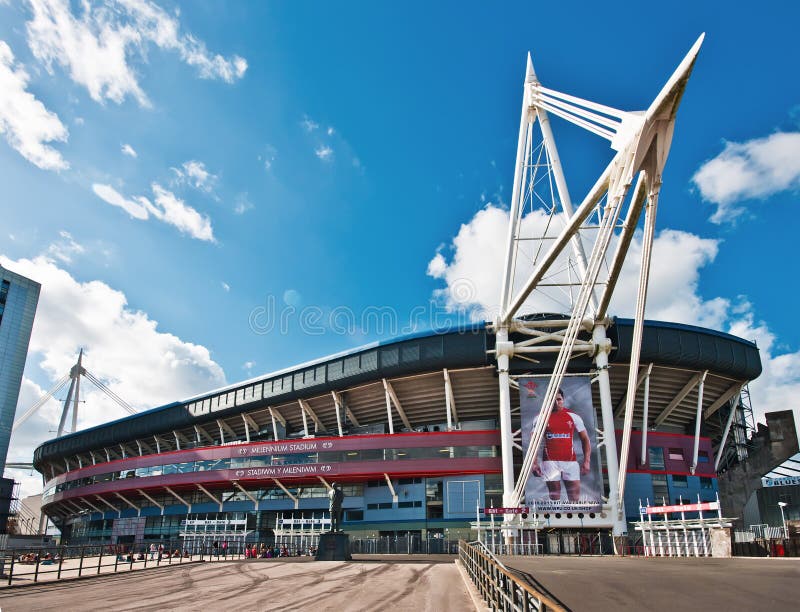 The Millennium Stadium (Welsh: Stadiwm y Mileniwm), national stadium of Wales, home of the Wales national rugby union team and the Wales national football team. The Millennium Stadium (Welsh: Stadiwm y Mileniwm), national stadium of Wales, home of the Wales national rugby union team and the Wales national football team.