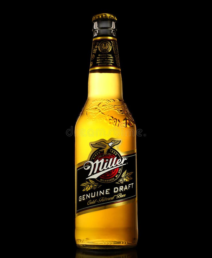Miller Genuine Draft is the original cold filtered packaged draft beer. MINSK, BELARUS - October 3, 2016: Miller Genuine Draft is the original cold filtered stock images Miller Genuine Draft is the original cold filtered packaged draft beer. MINSK, BELARUS - October 3, 2016: Miller Genuine Draft is the original cold filtered stock images