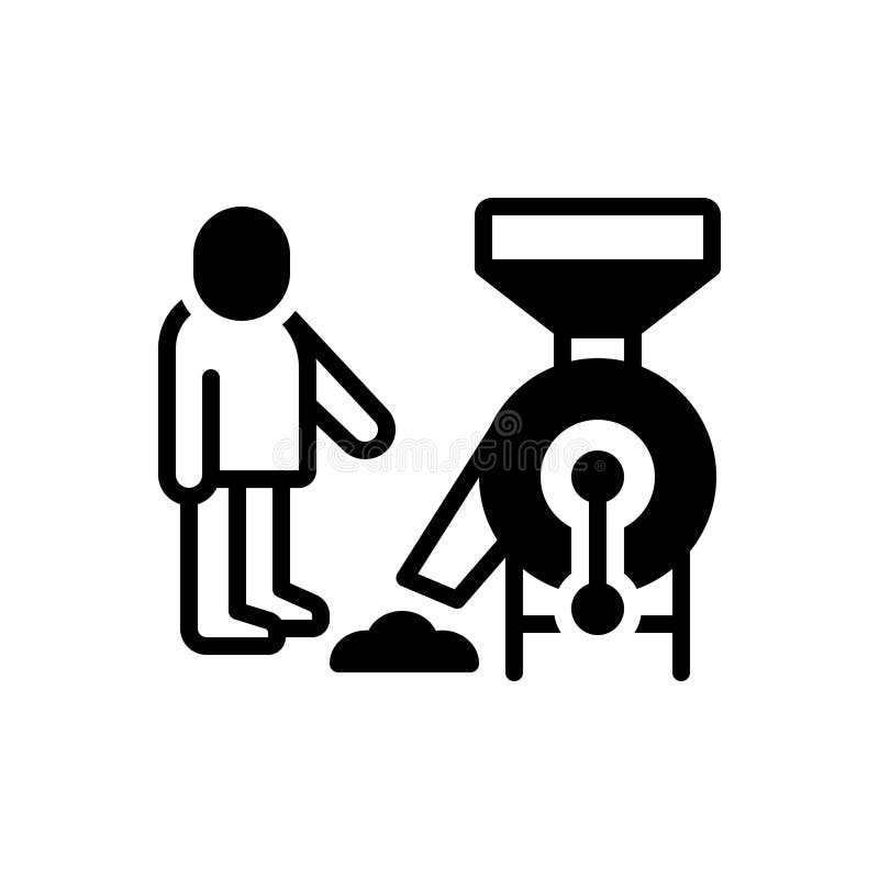 Black Solid Icon for Miller, Milling Machine and Worker Stock Vector