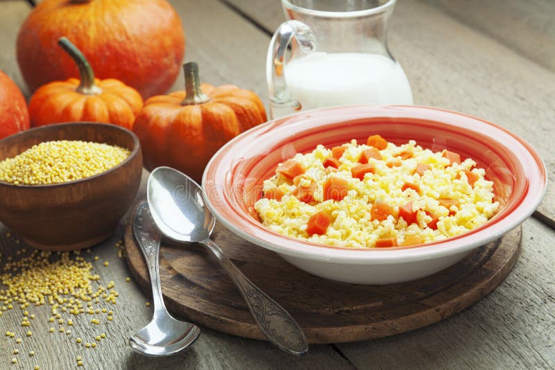 Millet Porridge with Pumpkin Stock Photo Image of organic, cookery