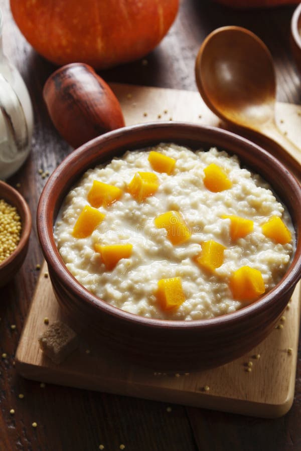 Millet Porridge with Pumpkin Stock Photo Image of wood, milk 202083668