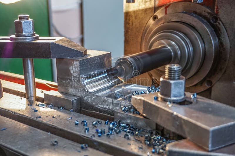 Milling of Metal, Boring Holes Mechanical Cutter by Milling Stock Photo