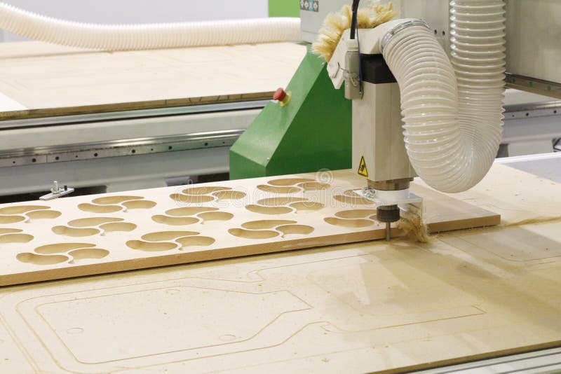 Milling a Wooden Board. CNC Woodworking Machine Stock Photo Image of furniture, carpenter