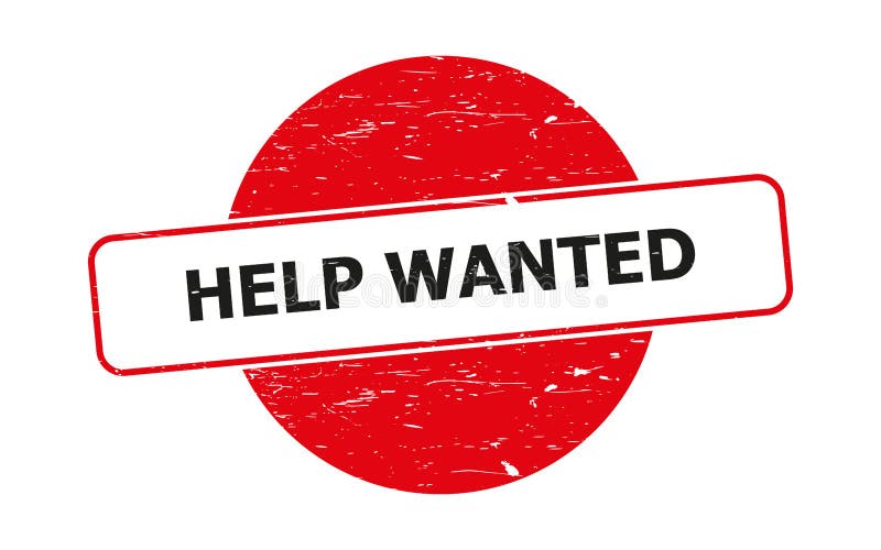 Help wanted stamp on white vector illustration