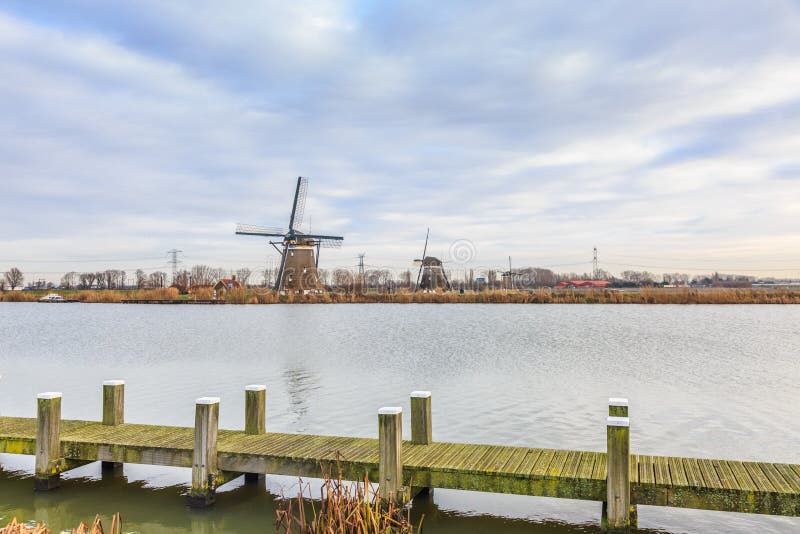 Mills 1, 2 en 3 along the Rotte River in South Holland for dewatering of the polders