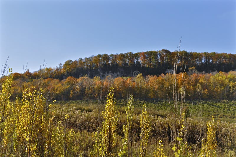 View of Niagara Escarpment in Autumn, Milton, Ontario, Canada Stock