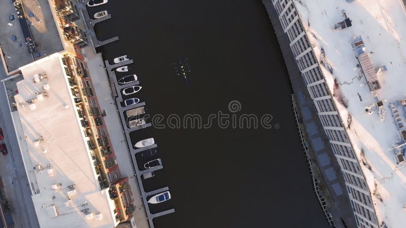 Milwaukee river in downtown, harbor districts of Milwaukee, Wisconsin, United States. Real estate, condos in downtown. Aerial view stock photography Milwaukee river in downtown, harbor districts of Milwaukee, Wisconsin, United States. Real estate, condos in downtown. Aerial view stock photography