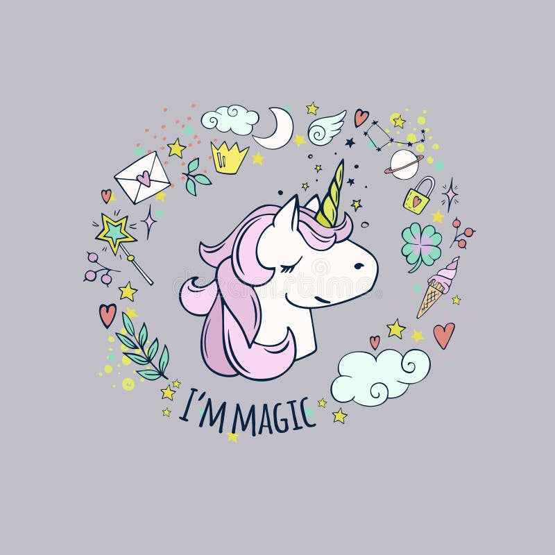 Mim mágica do ` m Unicórnio bonito ilustração royalty free Mim mágica do ` m Unicórnio bonito ilustração royalty free