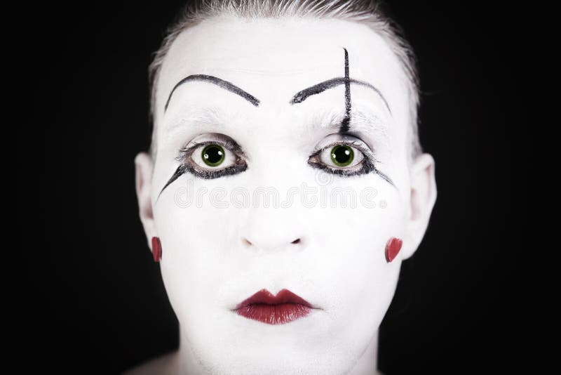 Mime Face with a Theatrical Makeup Stock Image - Image of heart ...