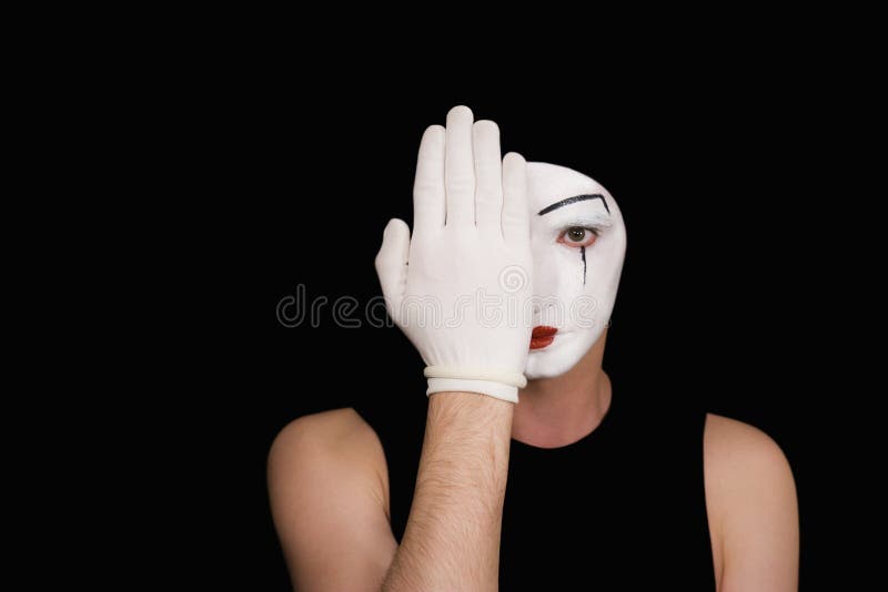 Mime in white gloves stock photo. Image of artful, emotions 10159902