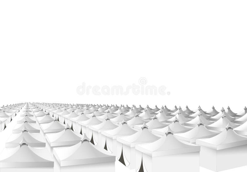 Mina hajj tents in Saudi Arabia for pilgrims. Islamic pilgrimage. Pillar of Islam. Vector illustration