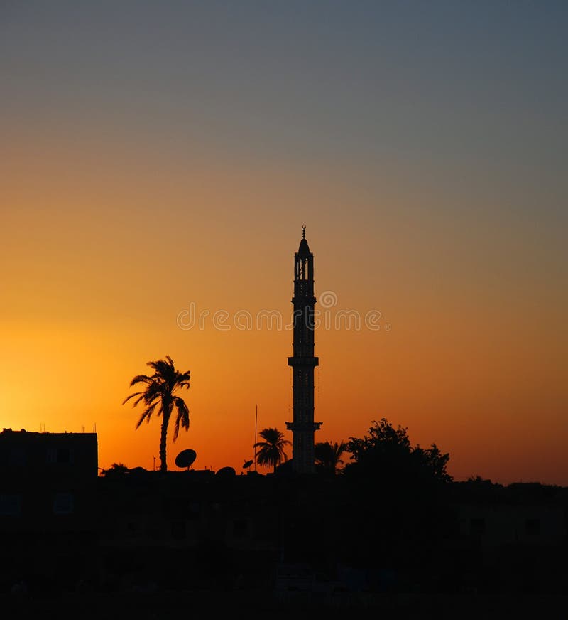 Minaret at Sunset in Egypt. Minaret at Sunset in Egypt